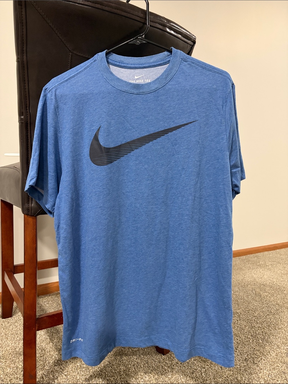 Nike Blue Short Sleeve Tee with Black Swoosh